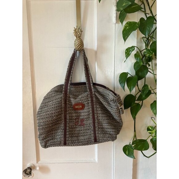 Vintage Tweed Monogrammed Weekender Bag - Picture 1 of 12